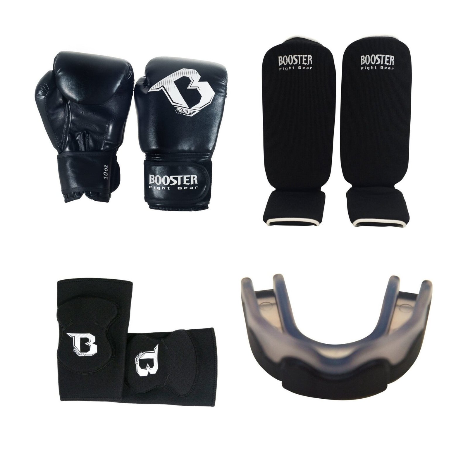 kit-boxe-thai-enfants Kit d'équipement de boxe thaï pour enfant : gants, protège-tibias, coudières et protège-dents